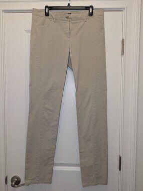 Theory Khaki Straight Leg Chino Pants Size 12 Cotton Twill